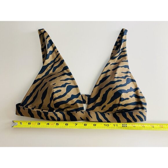 Everlane Bikini Top in Tiger Stripe Medium ReNew Plunge Triangle Top - Picture 9 of 9